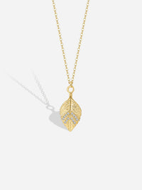 Gold Plated Sterling Silver Leaf Drop Necklace