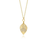 Gold Plated Sterling Silver Leaf Drop Necklace