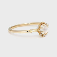 Gold Plated Sterling Silver Natural Oval Moonstone Ring