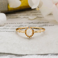 Gold Plated Sterling Silver Natural Oval Moonstone Ring
