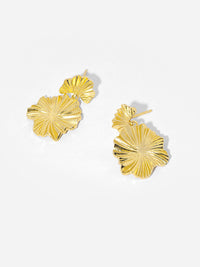 Gold Plated Sterling Silver Leaf Flower Earrings