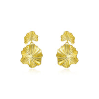Gold Plated Sterling Silver Leaf Flower Earrings