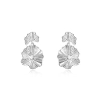 Gold Plated Sterling Silver Leaf Flower Earrings