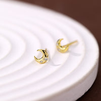 Gold Plated Sterling Silver Tiny Moon & Star Studs