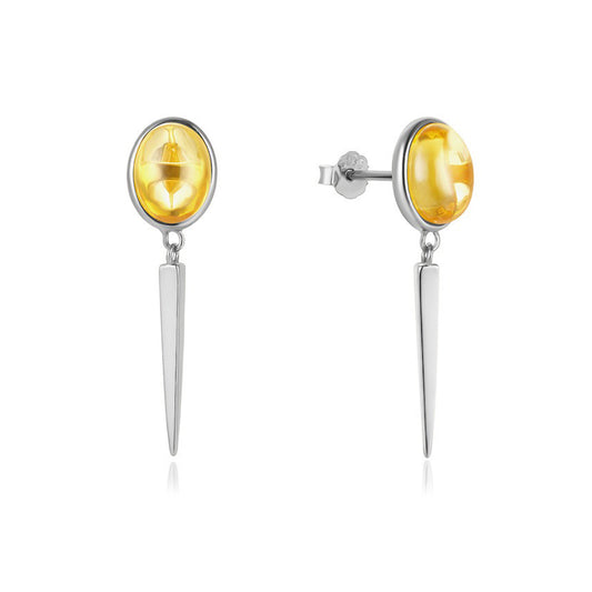 Gold Plated Sterling Silver Yellow Cone Drop Earrings
