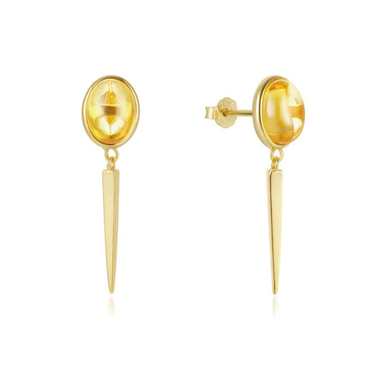 Gold Plated Sterling Silver Yellow Cone Drop Earrings