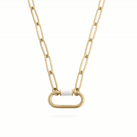 18K Gold PVD Colorful Enamel Carabiner Necklace