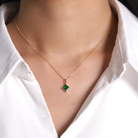 Gold Plated Sterling Silver Vintage Green Necklace