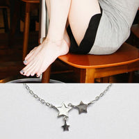 White Rose Enamel Star Sterling Silver Anklet