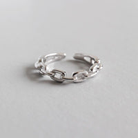 Hollow Chain Adjustable Ring, 925 Sterling Silver