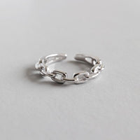 Hollow Chain Adjustable Ring, 925 Sterling Silver