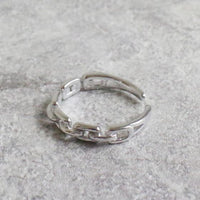 Hollow Chain Adjustable Ring, 925 Sterling Silver