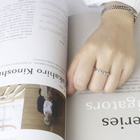 Hollow Chain Adjustable Ring, 925 Sterling Silver