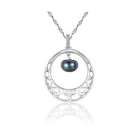 Wave Necklace with Natural Pearl and Cubic Zirconia in 925 Sterling Silver