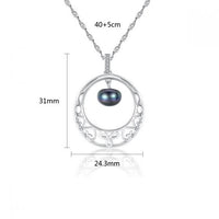 Wave Necklace with Natural Pearl and Cubic Zirconia in 925 Sterling Silver