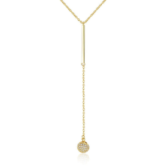 Dangling CZ Ball Necklace, 925 Sterling Silver