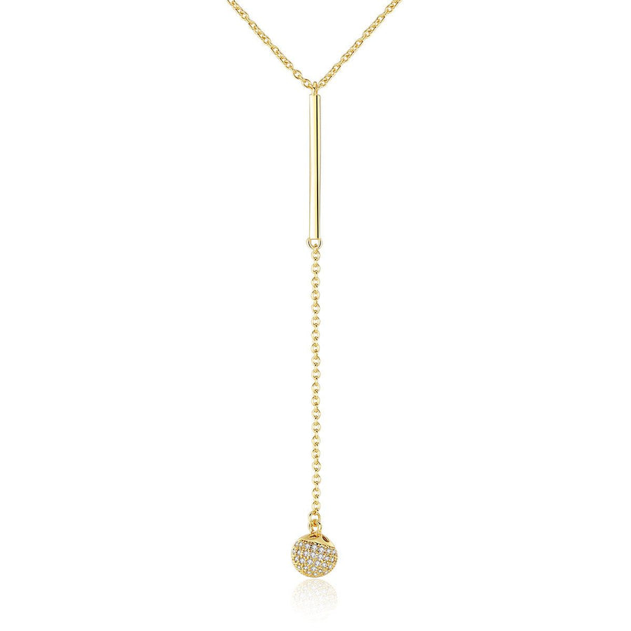 Dangling Crystal Ball Necklace, 925 Sterling Silver