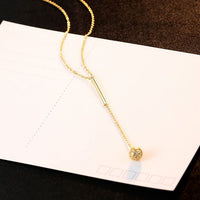 Dangling Crystal Ball Necklace, 925 Sterling Silver