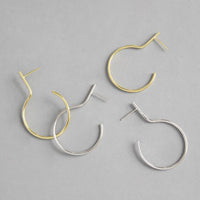 Geometric Semicircle 925 Sterling Silver Drop Earrings