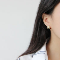 Retro Carved Wide 925 Sterling Silver Stud Earrings