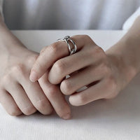 Geometric Hollow Rectangle Chain 925 Sterling Silver Ring