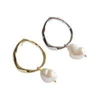 Irregular Natural Pearl Dangle Earrings 925 Sterling Silver