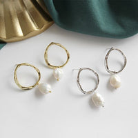Irregular Natural Pearl Dangle Earrings 925 Sterling Silver