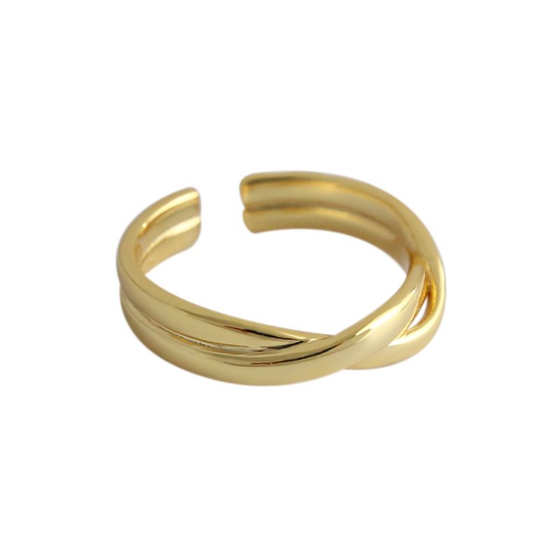 Ins Lines Cross Twisted Adjustable 925 Sterling Silver Ring
