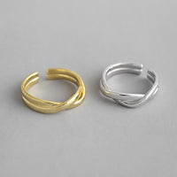 Ins Lines Cross Twisted Adjustable 925 Sterling Silver Ring