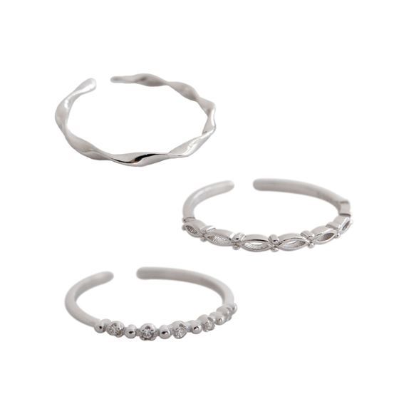 Simple Crystal Adjustable 925 Sterling Silver Ring