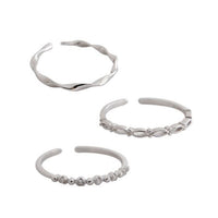 Simple Crystal Adjustable 925 Sterling Silver Ring