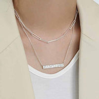 Geometry Rectangle Tag Necklace in 925 Sterling Silver