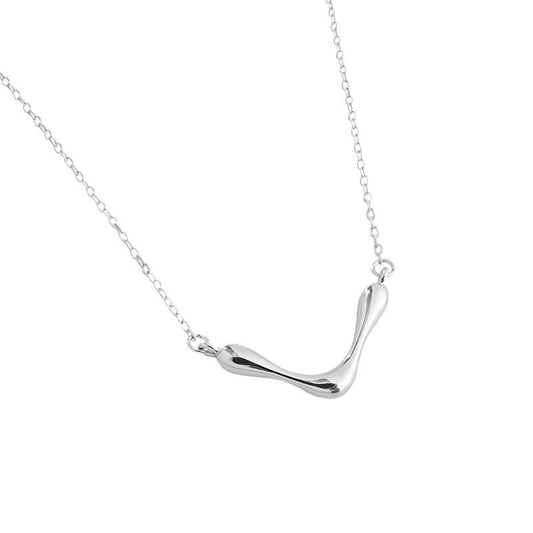V Shape Letter 925 Sterling Silver Necklace