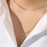 V Shape Letter 925 Sterling Silver Necklace