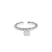 Oval Created Opal Adjustable Ring, 925 Sterling Silver
