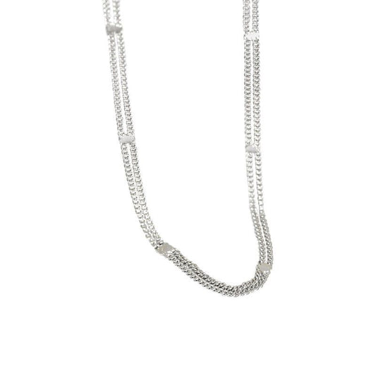 Double Layer 925 Sterling Silver Choker Necklace