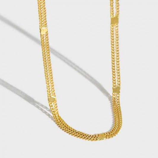 Double Layer 925 Sterling Silver Choker Necklace