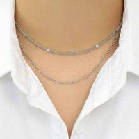 Double Layer 925 Sterling Silver Choker Necklace
