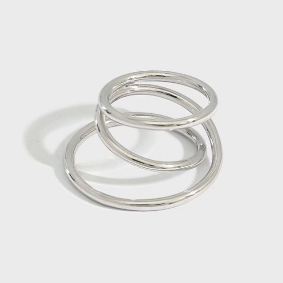 Triple Layer Cross Sterling Silver Adjustable Ring