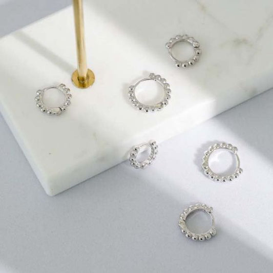 Circle Huggie Hoop Earrings, 925 Sterling Silver