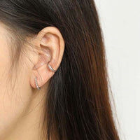 Circle Huggie Hoop Earrings, 925 Sterling Silver