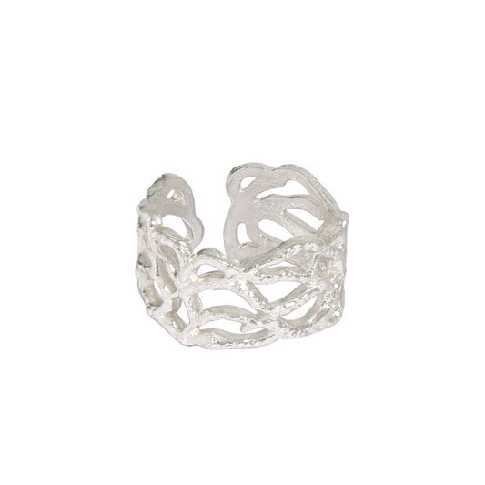Vintage Irregular Branch Texture 925 Sterling Silver Adjustable Ring