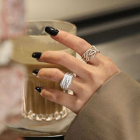 Vintage Irregular Branch Texture 925 Sterling Silver Adjustable Ring