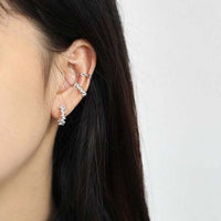 Fashion Beads 925 Sterling Silver Non-Pierced Hoop Earrings