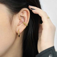 Fashion Beads 925 Sterling Silver Non-Pierced Hoop Earrings