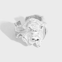 Irregular Folding 925 Sterling Silver Adjustable Ring