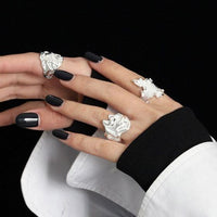 Irregular Folding 925 Sterling Silver Adjustable Ring