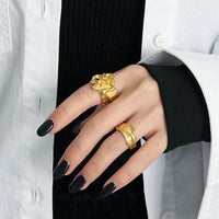 Irregular Folding 925 Sterling Silver Adjustable Ring