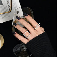 Geometry Strips Adjustable 925 Sterling Silver Ring