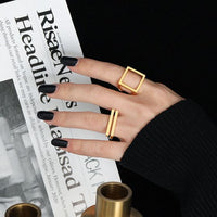 Geometry Strips Adjustable 925 Sterling Silver Ring